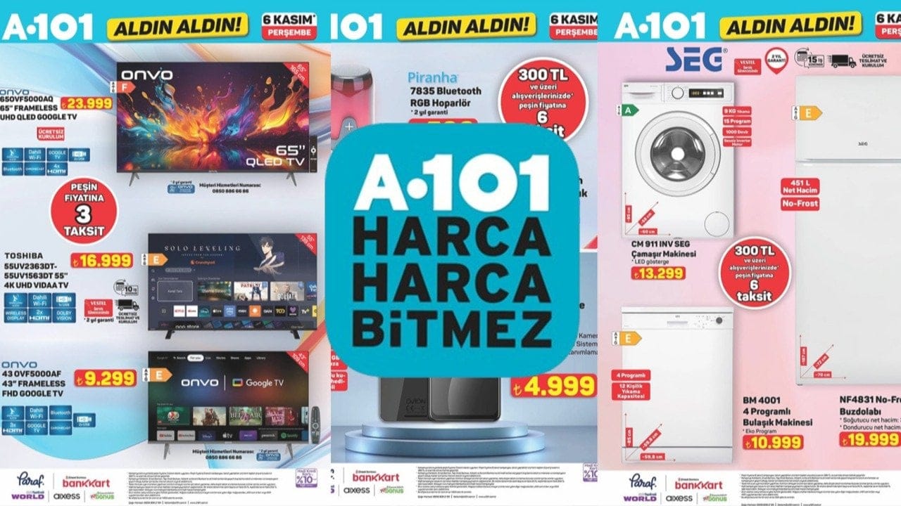 Tükenmeden koşun! A101'e uygun fiyata televizyon, telefon, beyaz eşya geliyor