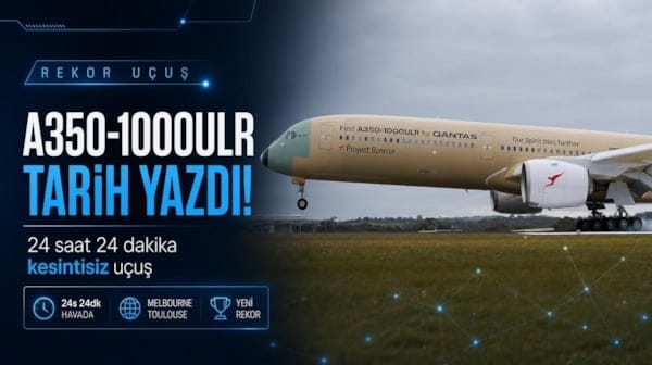 Airbus A350-1000ULR tarih yazdı! 24 saat 24 dakika havada kaldı