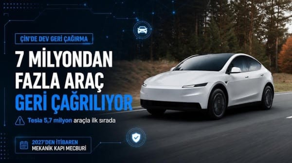 Çin’de 7 milyondan fazla araç geri çağrılıyor: Tesla ilk sırada