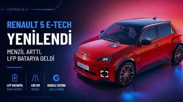 Renault 5 E-Tech yenilendi: Menzil arttı, LFP batarya geldi