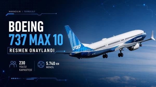 Boeing 737 MAX 10 resmen onaylandı: 230 yolcu taşıyabilecek