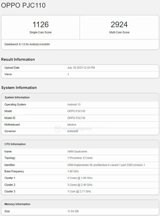 OPPO K11, Geekbench'te listelendi